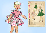 1950s Vintage Simplicity Sewing Pattern 3753 Toddler Girls Dress & Plastron Bib Sz4