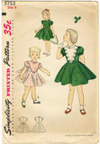 1950s Vintage Simplicity Sewing Pattern 3753 Toddler Girls Dress & Plastron Bib Sz4