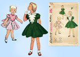 1950s Vintage Simplicity Sewing Pattern 3753 Toddler Girls Dress & Plastron Bib Sz4