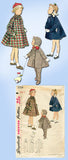 1950s Vintage Simplicity Sewing Pattern 3754 Toddler's Flared Coat and Hat Sz 3