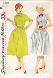 1950s Vintage Simplicity Sewing Pattern 3796 Uncut Misses Tucked Dress Sz 31 B