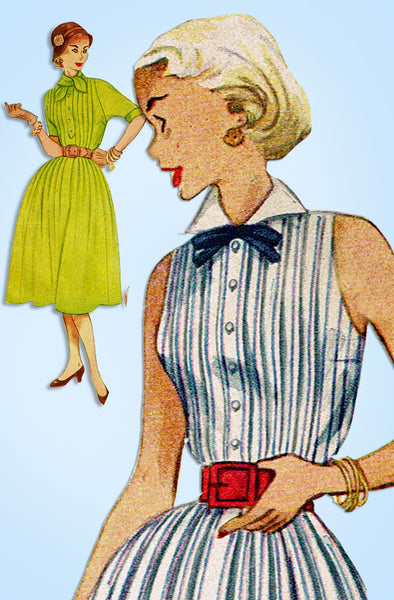 1950s Vintage Simplicity Sewing Pattern 3796 Uncut Misses Tucked Dress Sz 31 B