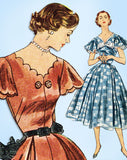 1950s Vintage Simplicity Sewing Pattern 3814 Uncut Misses Dress Cape Sleeves 32B - Vintage4me2