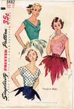 1950s Vintage Simplicity Sewing Pattern 3882 Easy Uncut Misses Blouse Sz 14 32B