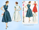 Simplicity 3945: 1950s Charming Misses Wrap Dress Sz 37 B Vintage Sewing Pattern