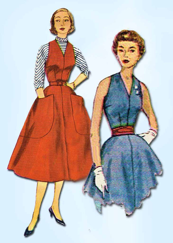 1950s Vintage Simplicity Sewing Pattern 3968 Uncut Misses Dress or Jumper Sz12