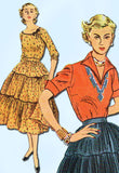 1950s Vintage Simplicity Sewing Pattern 3978 FF Misses 2 Piece Squaw Dress Sz 14