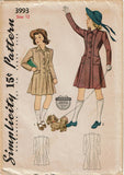 Simplicity 3993: 1940s Uncut WWII Girls Princess Coat Sz12 Vintage Sewing Pattern