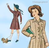 Simplicity 3993: 1940s Uncut WWII Girls Princess Coat Sz12 Vintage Sewing Pattern