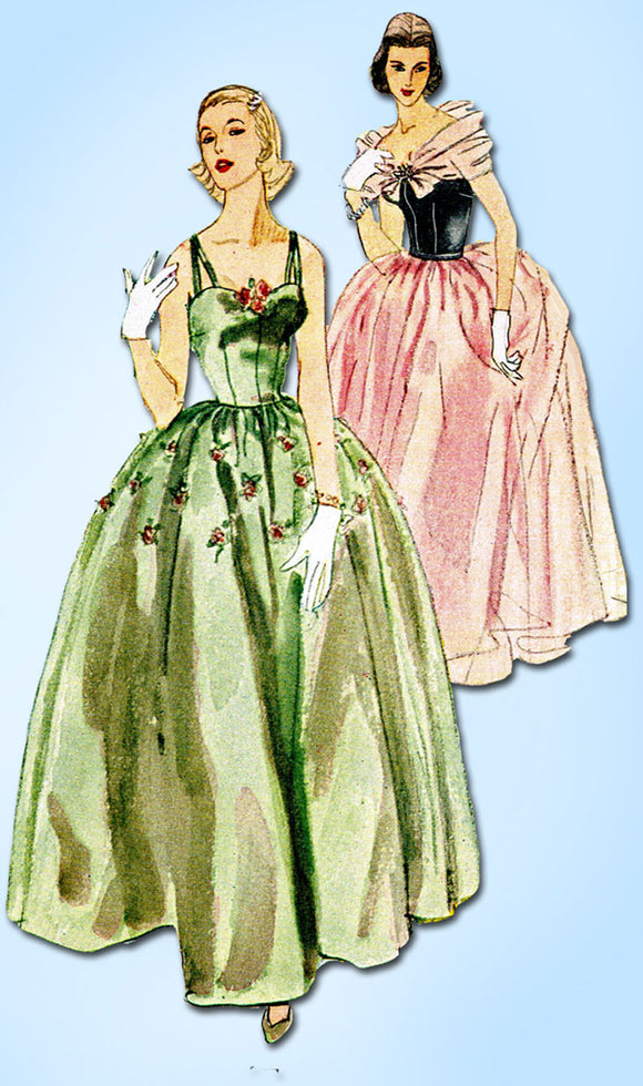 1950s Misses Simplicity Sewing Pattern 4001 Misses Evening Gown Dress Sz 11 29B