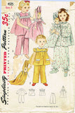 1950s Vintage Simplicity Sewing Pattern 4025 Toddler Girls Pjs & Doll Size 5