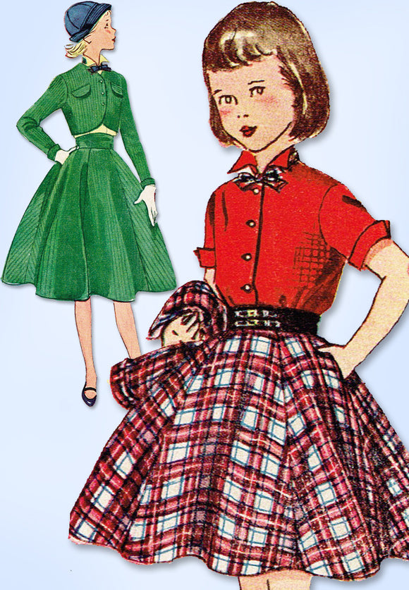 1950s Vintage Simplicity Sewing Pattern 4103 Little Girls Bolero Suit Size 10