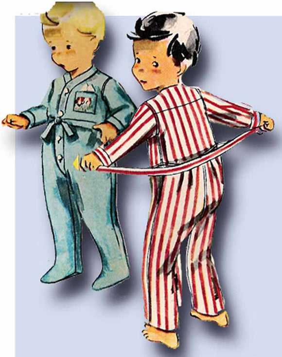 1950s Vintage Simplicity Sewing Pattern 4130 Uncut Toddlers Puppy Pajamas Size 1