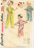 1950s Vintage Simplicity Sewing Pattern 4130 Uncut Toddlers Puppy Pajamas Size 1