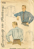 1940s Vintage Simplicity Sewing Pattern 4138 WWII Uncut Men's Dress Shirt Sz 38C