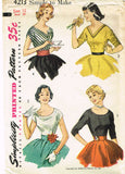 1950s Vintage Simplicity Sewing Pattern 4213 Uncut Misses Bias Cut Blouse Sz 30B