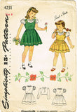 1940s Vintage Simplicity Sewing Pattern 4231 Uncut WWII Girls Jumper Dress Sz8