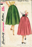 1950s Vintage Simplicity Sewing Pattern 4253 Uncut Easy Misses Skirt Size 24 W