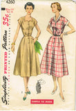 1950s Misses Simplicity Sewing Pattern 4260 Uncut Misses Street Dress Sz 14 32B