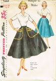 1950s Misses Simplicity Sewing Pattern 4301 Simple to Make Circle Skirt FF 26 W