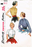 1950s Vintage Simplicity Sewing Pattern 4372 Uncut Misses Bias Blouse Sz 14