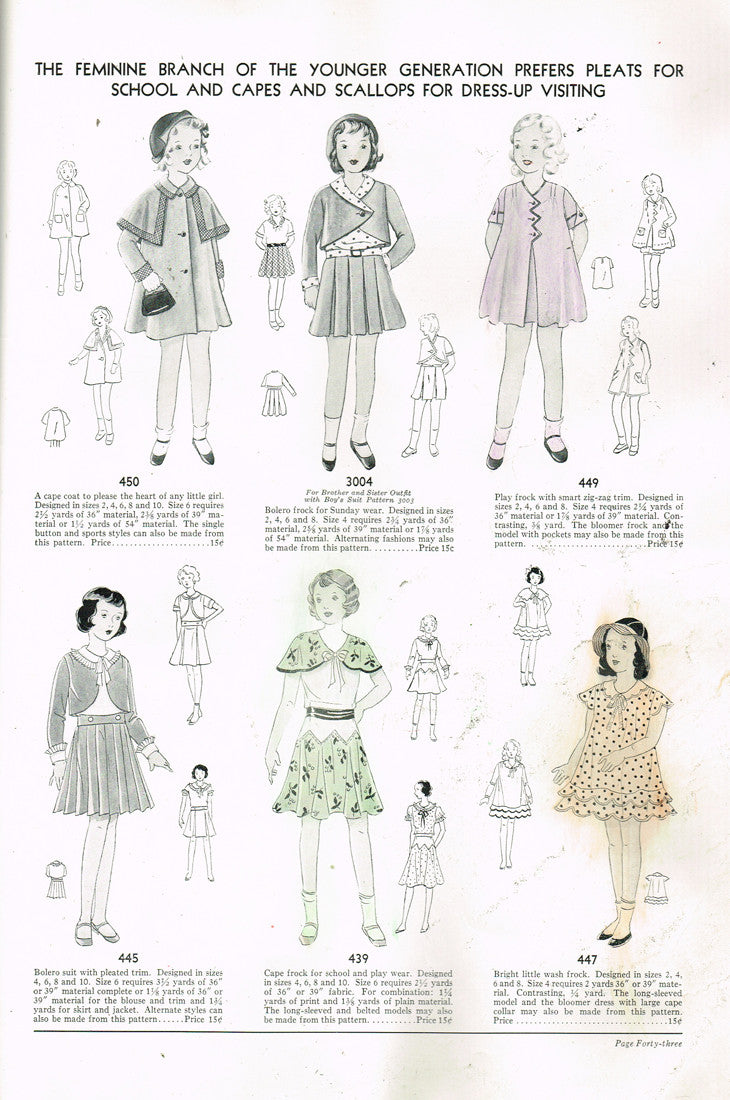 1930s Vintage Simplicity Sewing Pattern 439 Girls Flapper Party Dress ...