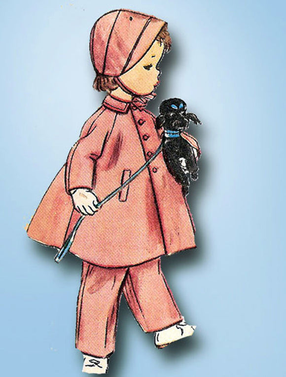 1950s Vintage Simplicity Sewing Pattern 4454 FF Toddler Girls Flared Coat Size 2