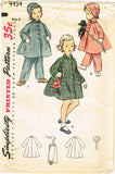 1950s Vintage Simplicity Sewing Pattern 4454 FF Toddler Girls Flared Coat Size 2