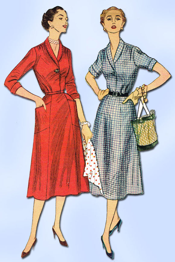 1950s Misses Simplicity Sewing Pattern 4458 FF Misses Half Size Dress Sz 39 Bust