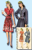 1940s Vintage Simplicity Sewing Pattern 4526 Simple WWII Misses Dress Size 32 B