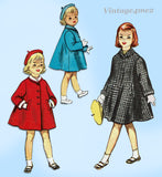 1950s Vintage Simplicity Sewing Pattern 4576 Uncut Girls Flared Coat & Hat Sz 3