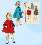 1950s Vintage Simplicity Sewing Pattern 4576 Uncut Girls Flared Coat & Hat Sz 3