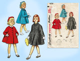 1950s Vintage Simplicity Sewing Pattern 4576 Uncut Girls Flared Coat & Hat Sz 3