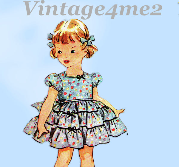 Simplicity 4585: 1950s Toddler Girls Party Dress Sz 5 Vintage Sewing Pattern