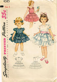 Simplicity 4585: 1950s Toddler Girls Party Dress Sz 5 Vintage Sewing Pattern