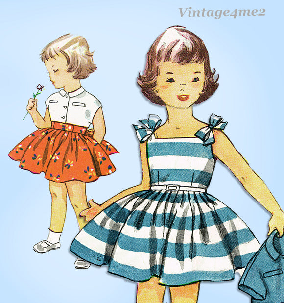 1950s Vintage Simplicity Sewing Pattern 4625 Uncut Toddler Girls Sun Dress Size 4