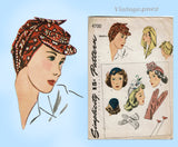 Simplicity 4700: 1940s Rare WWII Rosie Bandana Hat Sz MED Vintage Sewing Pattern