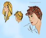 Simplicity 4700: 1940s Rare WWII Rosie Bandana Hat Sz MED Vintage Sewing Pattern