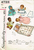 1960s Vintage Simplicity Sewing Pattern 4723 Sweet 16in Tiny Talker Doll Clothes