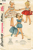 1950s Vintage Toddler Girls Play Suit 1953 Simplicity Sewing Pattern 4755 Size 4