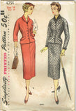 1950s Vintage Simplicity Sewing Pattern 4791 Uncut Misses Slender Suit Sz 16 34B