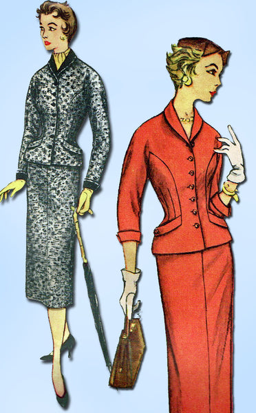 1950s Vintage Simplicity Sewing Pattern 4791 Uncut Misses Slender Suit Sz 16 34B