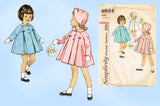 1960s Vintage Simplicity Sewing Pattern 4834 Sweet Baby Girls Coat & Bonnet Sz 3