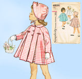 1960s Vintage Simplicity Sewing Pattern 4834 Sweet Baby Girls Coat & Bonnet Sz 3