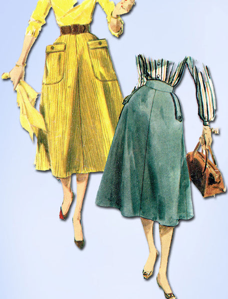 1950s Vintage Simplicity Sewing Pattern 4850 Misses Simple to Make Skirt FF 28W