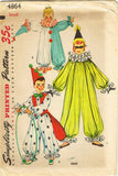 1950s Vintage Simplicity Sewing Pattern 4864 Toddler Boy or Girls Clown Costume