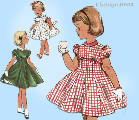 Simplicity 4878: 1950s Cute Toddler Girls Dress Vintage Sewing Pattern