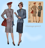 Simplicity 4915: 1940s Classic Misses WWII Suit Size 32 B Vintage Sewing Pattern