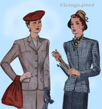 Simplicity 4915: 1940s Classic Misses WWII Suit Size 32 B Vintage Sewing Pattern