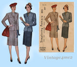 Simplicity 4915: 1940s Classic Misses WWII Suit Size 32 B Vintage Sewing Pattern